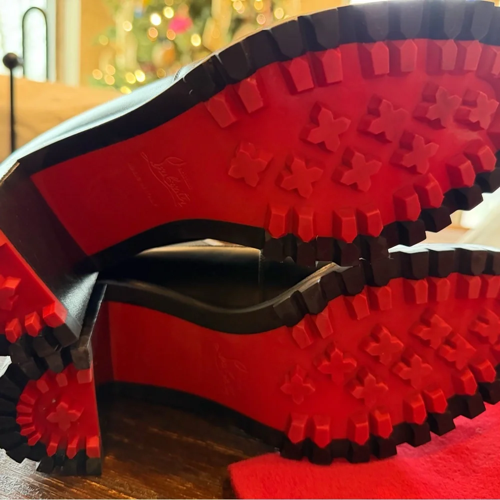 Christian Louboutin Black Chunky Heel Boots - Picture 5 of 8